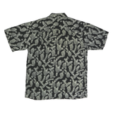 RINNOVATO Mens Black & Cream Pineapple Print Shirt M Casual Summer Cotton