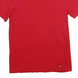 TOMMY HILFIGER Mens Red T-Shirt M Short Sleeve Crew Neck Plain Cotton Casual