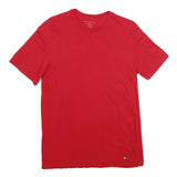 TOMMY HILFIGER Mens Red T-Shirt M Short Sleeve Crew Neck Plain Cotton Casual