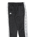 KAPPA Mens Joggers Black & White S W28 L30 Track Pants Slim Tapered Logo Tape