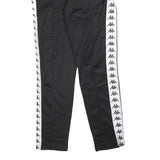 KAPPA Mens Joggers Black & White S W28 L30 Track Pants Slim Tapered Logo Tape