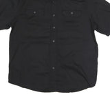 WRANGLER Mens Black Cotton Shirt L Short Sleeve Button Pocket Casual