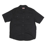 WRANGLER Mens Black Cotton Shirt L Short Sleeve Button Pocket Casual