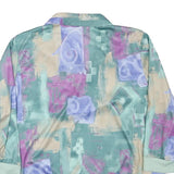 BLAIR Womens Green & Purple Printed Polo Shirt Long Sleeve Collared L Relaxed