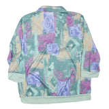 BLAIR Womens Green & Purple Printed Polo Shirt Long Sleeve Collared L Relaxed