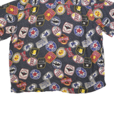 GEORGE Mens Blue Pattern Cotton Blend Shirt L Casual Short Sleeve Summer