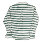 PILGRIM Mens White & Green Striped Long Sleeve Polo Shirt M Cotton Classic Fit