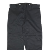 DICKIES Mens Loose Black Cotton Blend Zip Trousers W40 L30 Workwear