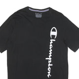 CHAMPION Mens Black Graphic T-Shirt M Short Sleeve Crew Neck Cotton Blend Casual