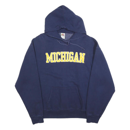 FRUIT OF THE LOOM Mens Navy Blue Michigan Hoodie XL Cotton Blend Pullover
