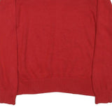 TOMMY HILFIGER Mens Red Plain Crew Neck Basic Knit M Cotton Blend Jumper