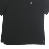 NAUTICA Mens Black Cotton Blend Short Sleeve Plain Polo Shirt L Classic Fit