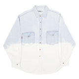 UNION BAY Mens Blue & White Cotton Denim Shirt L Casual Button Pocket