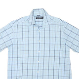 NAUTICA Mens Blue Check Shirt M Cotton Blend Short Sleeve Casual Summer