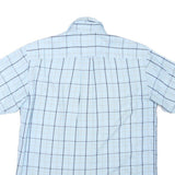 NAUTICA Mens Blue Check Shirt M Cotton Blend Short Sleeve Casual Summer