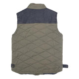 DIESEL Mens Green Quilted Jacket L Polyester Blend Zip Pockets Casual Outerwear