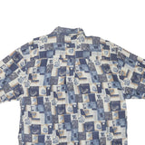 SUMMA Mens Blue & Beige Patterned Silk Shirt L Relaxed Fit Light Comfort