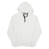 CHAPS Mens White Hoodie Pullover L Button Neck Hooded Cotton Blend Jumper