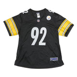 NFL Womens Black & Yellow Harrison 92 Football T-Shirt L Short Sleeve V-Neck