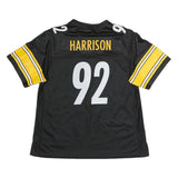NFL Womens Black & Yellow Harrison 92 Football T-Shirt L Short Sleeve V-Neck