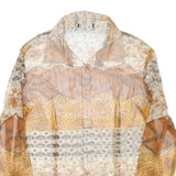 Womens Beige Printed Shirt Long Sleeve Collared XL Stylish Polyester Blend Top