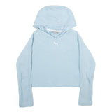PUMA Womens Blue Hoodie XS Cotton Blend Lightweight Pullover Casual
