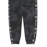 CHAMPION Womens Joggers Black & Grey Tie Dye Logo Tape XL W33 L29 Casual