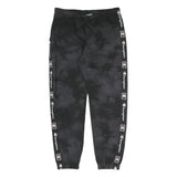 CHAMPION Womens Joggers Black & Grey Tie Dye Logo Tape XL W33 L29 Casual