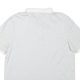 CALVIN KLEIN Mens White & Grey Striped Short Sleeve Polo Shirt L Cotton Blend