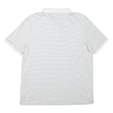 CALVIN KLEIN Mens White & Grey Striped Short Sleeve Polo Shirt L Cotton Blend