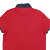 TOMMY HILFIGER Mens Red & Navy Short Sleeve Polo Shirt M Cotton Blend Classic