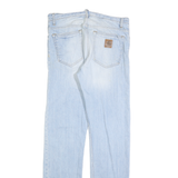 CARHARTT Mens Regular Fit Straight Leg Denim Light Blue W32 L34 Cotton Blend Zip