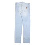 CARHARTT Mens Regular Fit Straight Leg Denim Light Blue W32 L34 Cotton Blend Zip