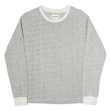 CONVERSE Womens Grey White Crew Neck Sweatshirt S Cotton Blend Lightweight
