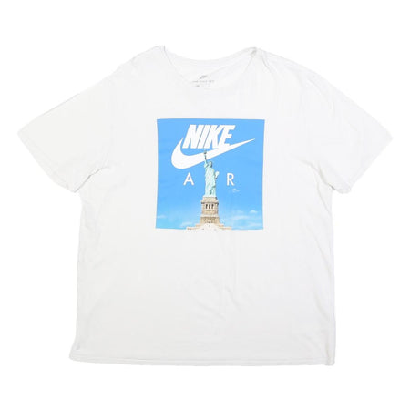 NIKE Mens White XL Graphic T-Shirt Short Sleeve Crew Neck Cotton Blend