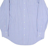 BURBERRY Mens Blue & Pink Stripe Cotton Blend Shirt L Classic Button Collar