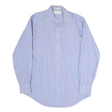 BURBERRY Mens Blue & Pink Stripe Cotton Blend Shirt L Classic Button Collar