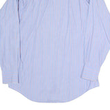 BURBERRY Mens Blue & Pink Stripe Cotton Blend Shirt L Classic Button Collar