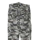 Grey Camouflage Mens Regular Fit Cargo Trousers W30 L27 Cotton Blend Zip