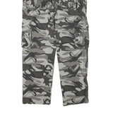 Grey Camouflage Mens Regular Fit Cargo Trousers W30 L27 Cotton Blend Zip