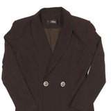 Womens Brown Button Double Breasted Jacket S Cotton Blend Plain Stylish Formal