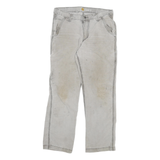CARHARTT Mens Relaxed Fit Jeans Beige Cotton Blend Zip W32 L29 Workwear Utility