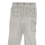CARHARTT Mens Relaxed Fit Jeans Beige Cotton Blend Zip W32 L29 Workwear Utility