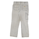 CARHARTT Mens Relaxed Fit Jeans Beige Cotton Blend Zip W32 L29 Workwear Utility