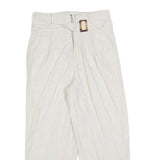 ROMEO + JULIET Womens Relaxed White Linen Blend Trousers W27 L25 Belted Zip