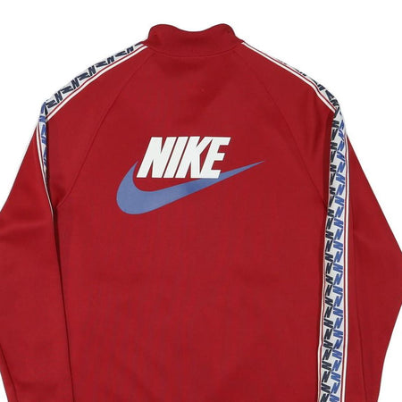 NIKE Mens Red Blue Swoosh Zip Jacket M Polyester Blend Sportswear Track Top