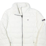 TOMMY HILFIGER Womens White Puffer Jacket XS Polyester Blend Zip Casual