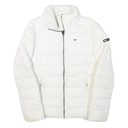 TOMMY HILFIGER Womens White Puffer Jacket XS Polyester Blend Zip Casual