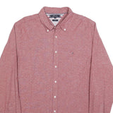 TOMMY HILFIGER Mens Red Button-Down Shirt 2XL Cotton Blend Casual Classic