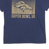 NIKE Mens Blue Super Bowl 50 Graphic T-Shirt L Short Sleeve Crew Neck